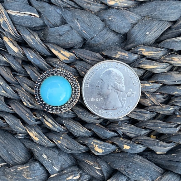 Round Turquoise Stud Earrings - Picture 4 of 4